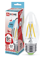 Лампа светодиодная филамент InHome Deco С37 Свеча FR 5Вт 230В Е27 450Лм 4000К  картинка 